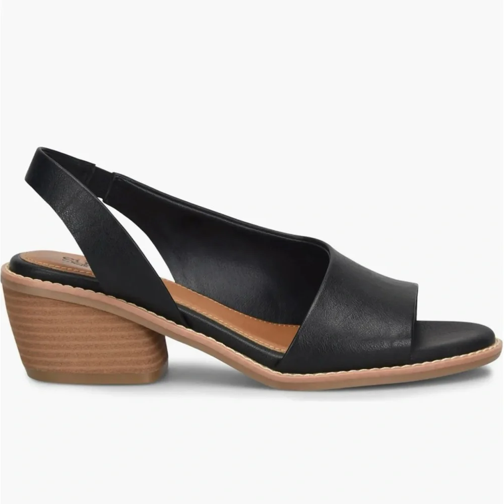 EUROSOFT Cadwell Slingback Women Black Sandals, Block heel, size 6.5